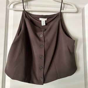 H&M Brown Button-Front Spaghetti Strap Cami